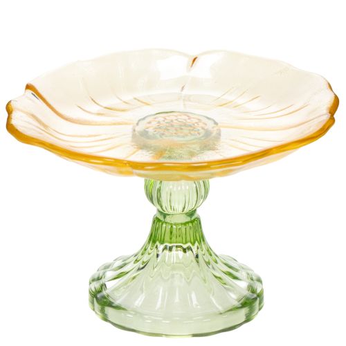 Floristik24 Decorative glass plate with foot, floral design, ideal for festive presentation, 15cm