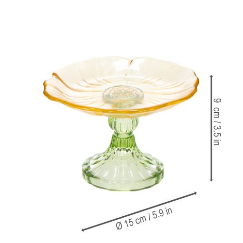 Product Decorative glass plate with foot, floral design, ideal for festive presentation, 15cm