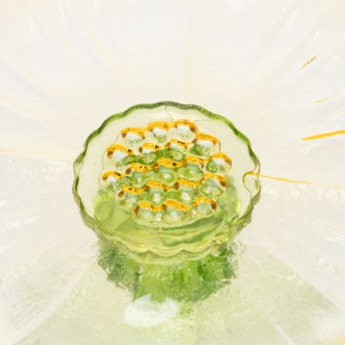 Product Decorative glass plate with foot, floral design, ideal for festive presentation, 15cm