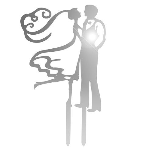 Floristik24 Cake studs bridal couple 17cm silver 3pcs