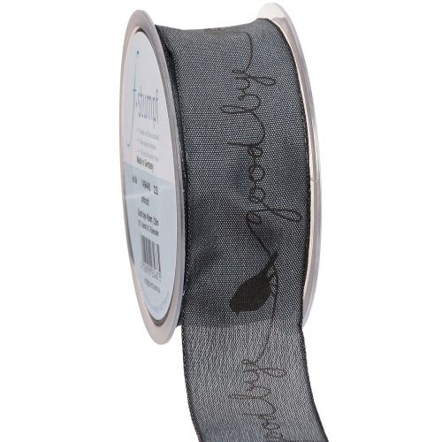 Floristik24 Mourning Ribbon Good bye Organza Ribbon Birds Black 40mm 20m