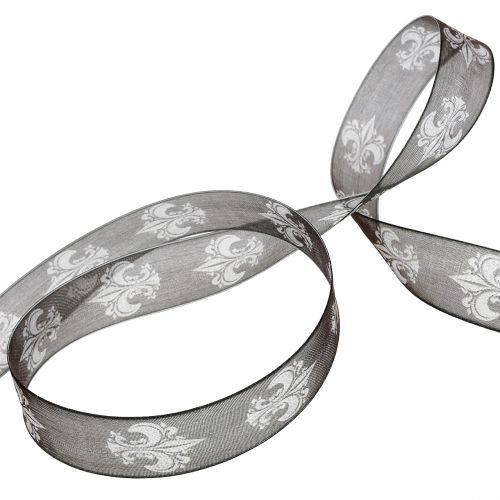 Floristik24 Mourning ribbon black with pattern 25mm 20m