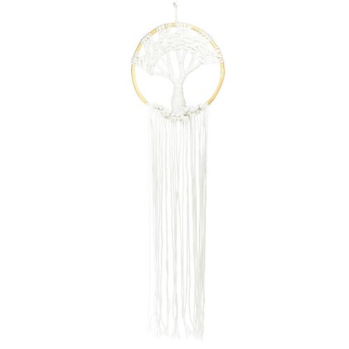 Product Macrame Dreamcatcher Tree of Life Wall Hanging Boho Decor Ø28cm H92cm Natural White