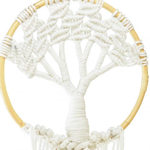 Product Macrame Dreamcatcher Tree of Life Wall Hanging Boho Decor Ø28cm H92cm Natural White