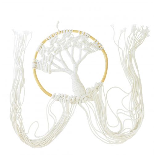 Product Macrame Dreamcatcher Tree of Life Wall Hanging Boho Decor Ø28cm H92cm Natural White