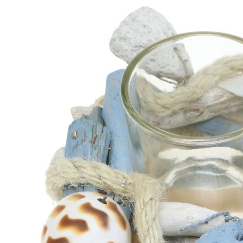 Floristik24 Candlestick made of driftwood with glass tealight Ø12cm H8cm