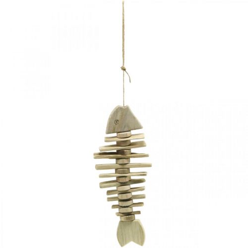 Floristik24 Fish driftwood nature, maritime decoration for hanging, fish bone L38cm