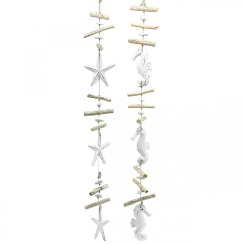 Maritime decoration garland driftwood window decoration 72/78cm set of 2