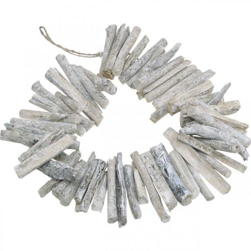 Floristik24 Driftwood Garland Maritime Deco Wood Washed White 80cm