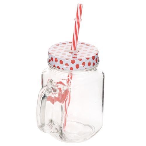 Drinking glass with lid &amp; handle Ø7cm H13.5cm | Floristik24.ie