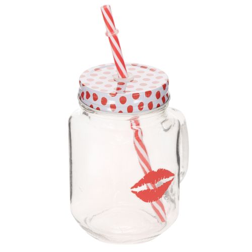 Drinking glass with lid &amp; handle Ø7cm H13.5cm | Floristik24.ie