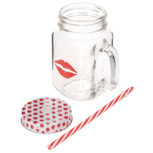Drinking glass with lid &amp; handle Ø7cm H13.5cm | Floristik24.ie