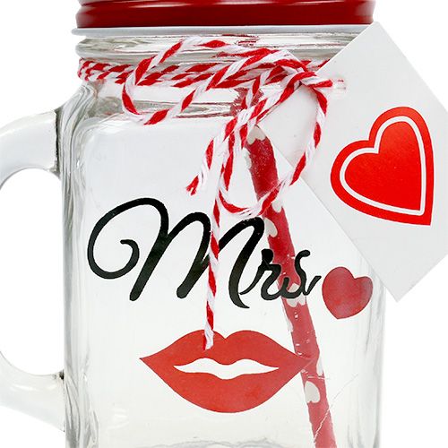 Product Drinking glass with lid &quot;Mr&quot; and &quot;Mrs&quot; 13.5cm 2pcs