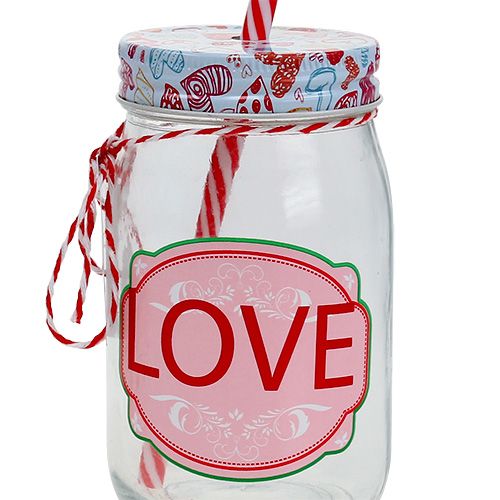 Floristik24 Drinking glass with lid and straw H13.5cm 2pcs