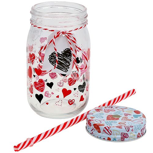 Floristik24 Drinking glass with lid and straw H13.5cm 2pcs