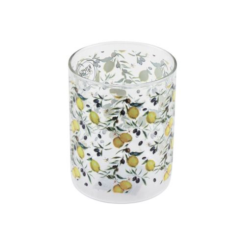 Drinking glass lemon and olive glass Mediterranean Ø8cm H10cm