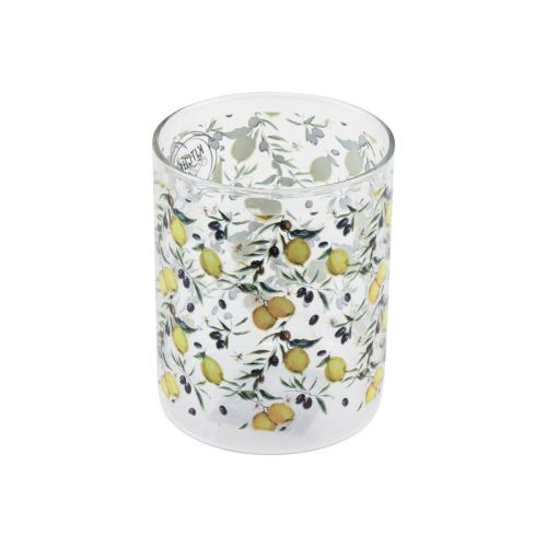 Drinking glass lemons and olives glass Mediterranean H10cm 2pcs