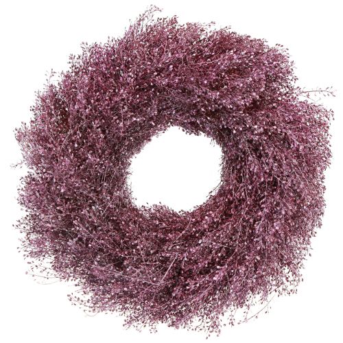 Product Decorative wreath, dried flowers, metallic purple Lepidium, wall wreath, Ø33cm, home accessory
