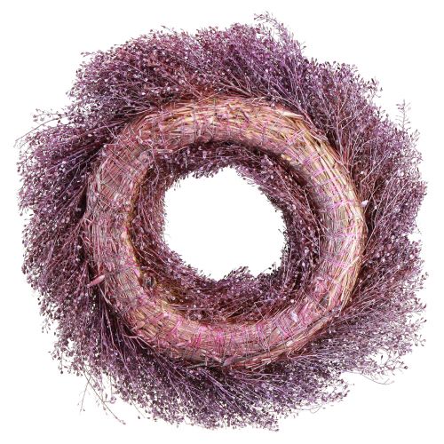 Product Decorative wreath, dried flowers, metallic purple Lepidium, wall wreath, Ø33cm, home accessory