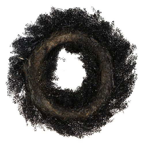 Product Elegant dried flower wreath, black metallic Lepidium, Ø33cm – Modern wall wreath, table decoration, door wreath