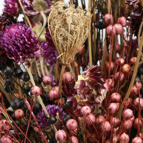 Product Dried flowers purple clover strawflowers flax dill 35cm 150g