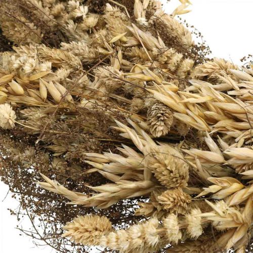 Decorative wreath dried flowers large cereals and grass nature Ø50cm
