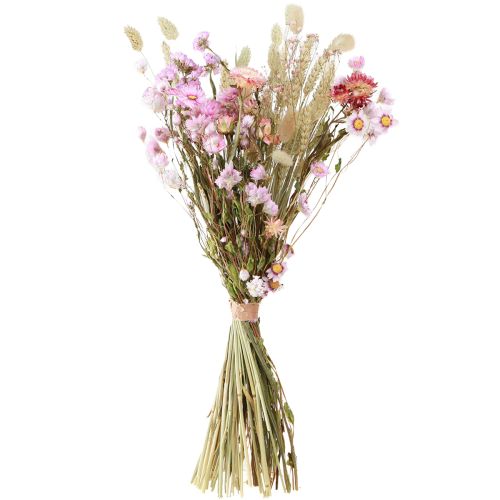 Floristik24 Dried Flower Bouquet Pink Strawflowers Lagurus Wheat 55cm