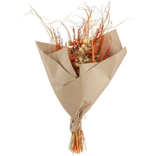 Product Decorative dried bouquet "Thistle &amp; Yarrow" Orange-Natural in Bleached, 55cm, 150g - Country House Style