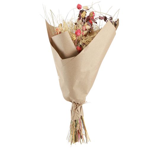 Product Dried flower bouquet Boho style Strawberry thistle &amp; Cornflower in bleached red, lifelike 150g