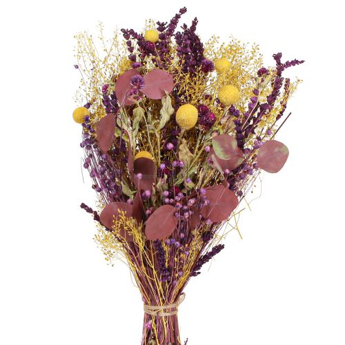 Floristik24 Dried Bouquet Yellow Purple Green Craspedia Eucalyptus 53cm 150g