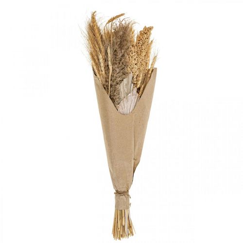 Floristik24 Dry bouquet of dry grass bunch of grain nature, white 74cm