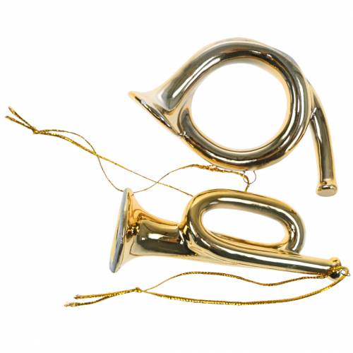 Floristik24 Christmas tree decorations trumpet and horn to hang gold 9.5cm 2 pcs
