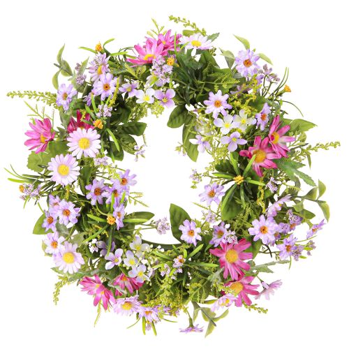 Door Wreath Summer Artificial Flowers Daisies Purple Ø30cm
