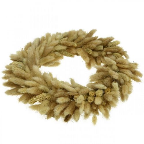 Product Door wreath, decorative wreath, dried flower wreath, velvet grass, Lagurus, boho style, natural decoration, Ø31cm