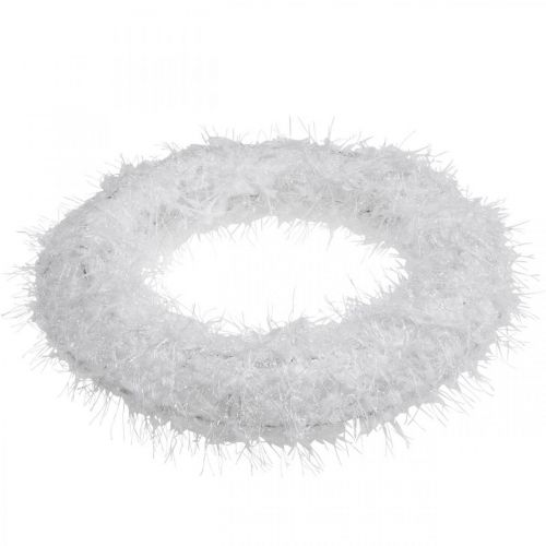 Floristik24 Door wreath Christmas wreath white decorative wreath wool advent decoration Ø28cm