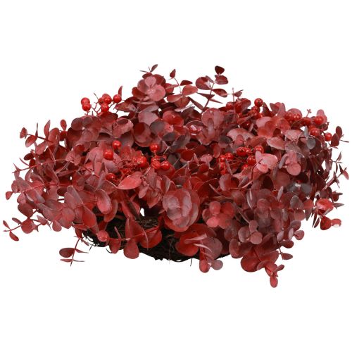 Floristik24 Door wreath eucalyptus eucalyptus wreath artificial red Ø40cm