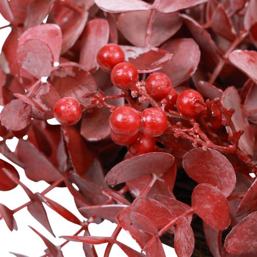 Floristik24 Door wreath eucalyptus eucalyptus wreath artificial red Ø40cm
