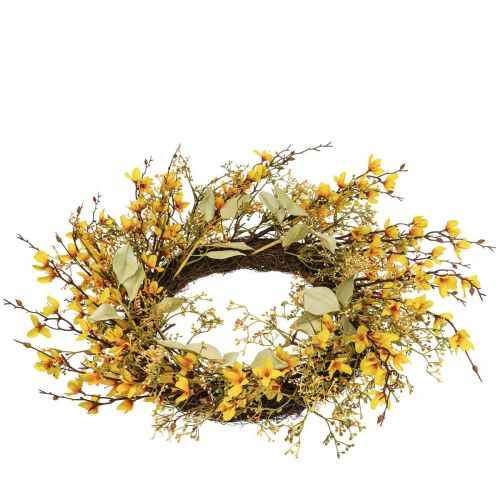 Floristik24 Door wreath forsythia artificial deco wreath yellow Ø48cm