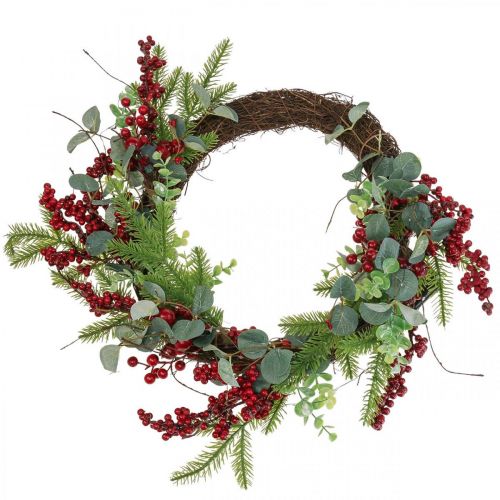 Christmas door wreath illuminated berries LED wreath Ø37cm