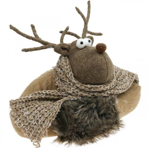 Product Door stopper reindeer with scarf advent decoration brown H19cm