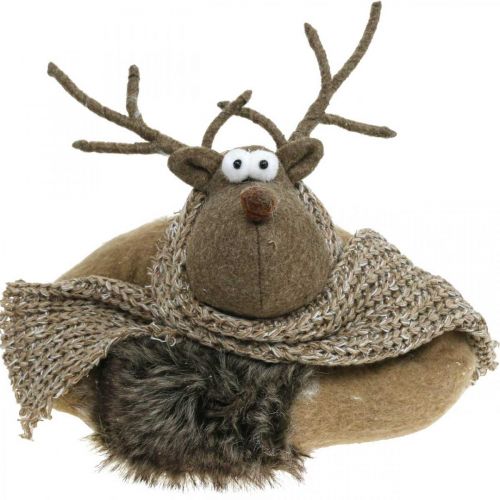 Product Door stopper reindeer with scarf advent decoration brown H19cm