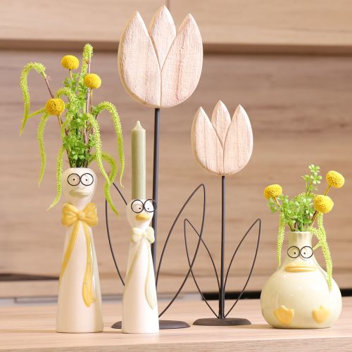 Product Decorative wooden tulip figurine on a stand for spring accents, 47.5cm