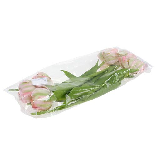 Floristik24 Tulip pink, green 37cm 6pcs