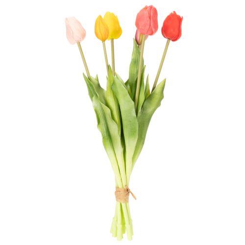 Product Artificial tulip bouquet, colorful, realistic decoration, high quality for home, 43cm, 7 pieces