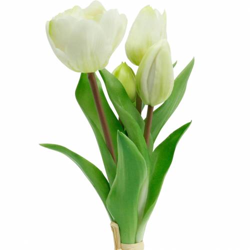 Artificial Tulip Bouquet Silk Flowers Tulips Real Touch  White-11897