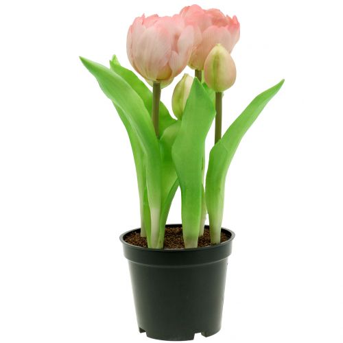 Artificial flowers in pot Artificial tulips pink yellow 22.5cm