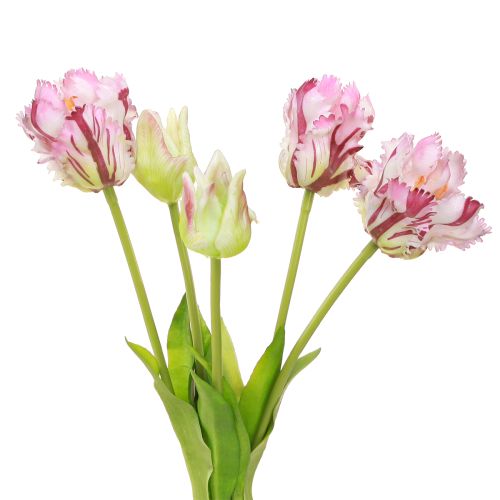 Product Tulips artificial parrot tulips purple bouquet with 5 flowers 40cm