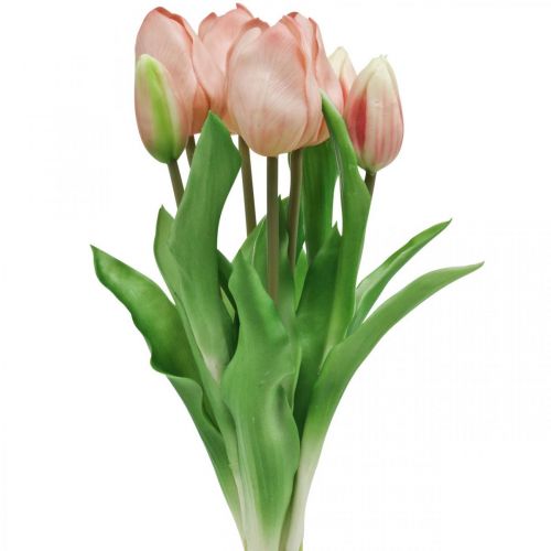Product Artificial Tulips Real-Touch Peach Pink 38cm Bunch of 7