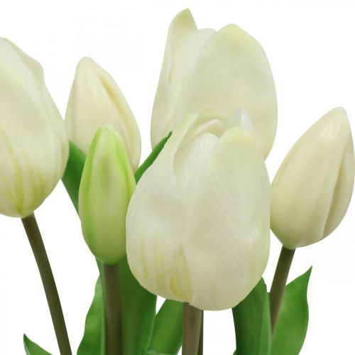 Product Artificial Tulips White Cream Real Touch 38cm 7 pcs
