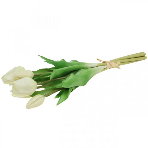 Product Artificial Tulips White Cream Real Touch 38cm 7 pcs